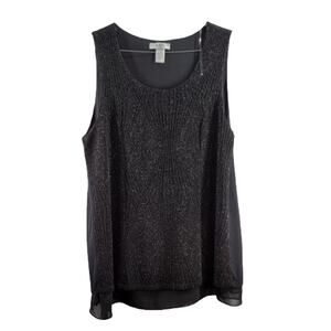 Moa Moa Woman Black Embellished Beaded Sleeveless Blouse Women's Size 1X